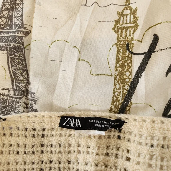 Zara Black and Cream Crochet Crop Top - Picture 3 of 7